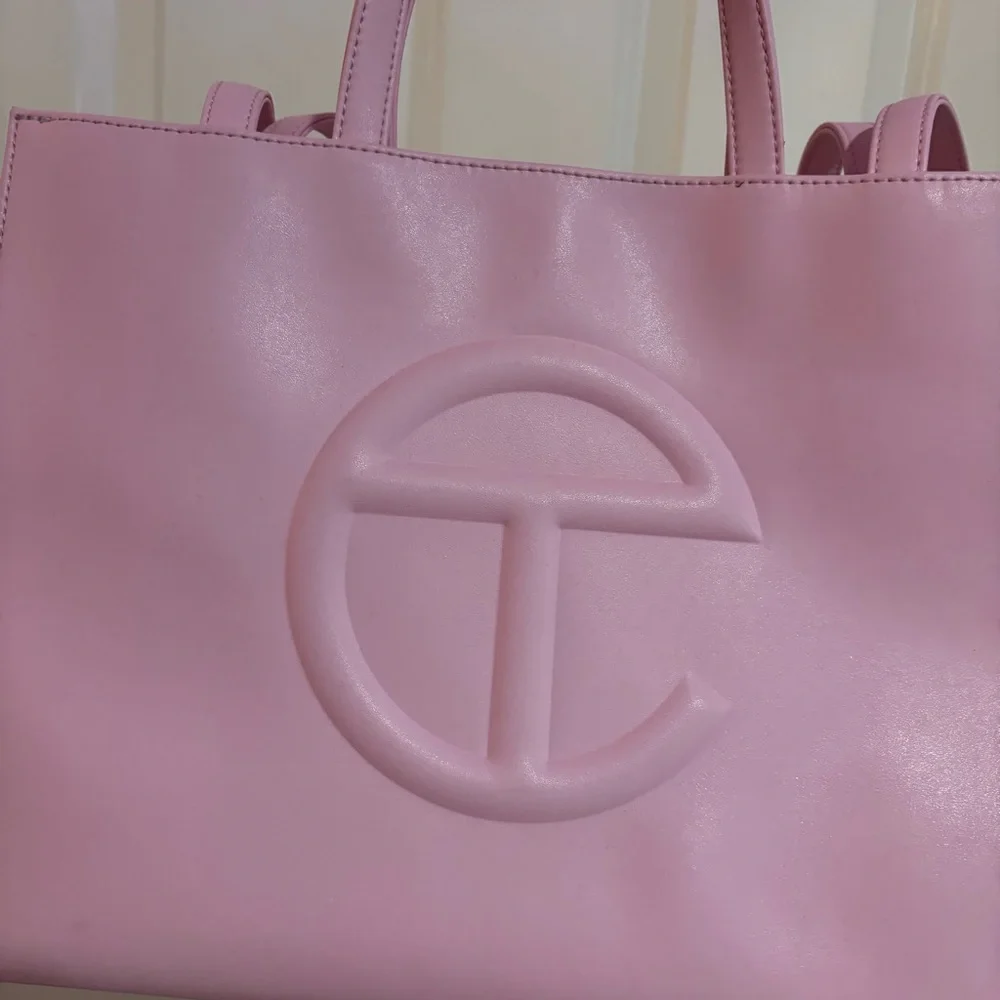 Telfar Pink Logo Leather Tote - Picture 2 of 6